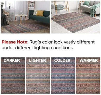 Keen Home Design 2x3 Rug - Machine Washable Entry Rug with Non-Slip Backing, Ideal for Enteryway, Kitchen, Bathroom, Laundry Room - Vintage, Easy Clean, Durable, Low Pile Rug - (2' x 3')