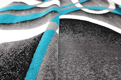 GLORY RUGS Modern Area Rug 5x7 Turquoise Swirls Carpet Bedroom Living Room Contemporary Dining Accent