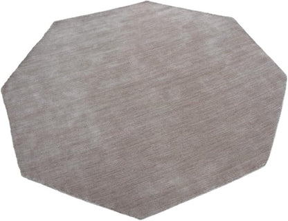 Hand Knotted Loom Wool ECO-Friendly Area Rugs - 10'x10', Octagon, Beige Color, Solid Plain Design, High Pile Handmade Anti Skid Area Rugs for Living Room, Bed Room (L00111)