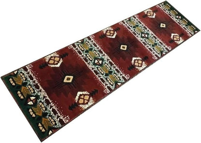 YHSF South West Native American Area Rug C318 - Easy Clean, Thick, Soft, Durable Native Tribal American Indian Inspired Rug for Bedroom/Living Room and More - Burgundy, 2 Feet x 7 Feet
