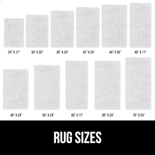 GORILLA GRIP Bath Rug Mat, Thick Soft Absorbent Chenille, Quick Dry Microfiber Mats, Rubber Backing Washable Shower Floor Rugs, US Designed Bathroom Bathmat Home Decor Accessories, 24x17, White