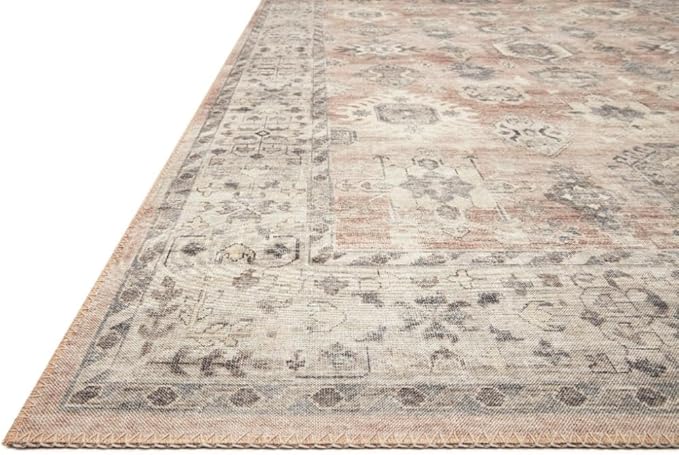 Loloi Hathaway Collection HTH-03 Java/Multi 9'-0" x 12'-0", .25" Thick Area Rug, Soft, Durable, Printed, Modern, Low Pile, Non-Shedding, Easy Clean, Living Room Rug