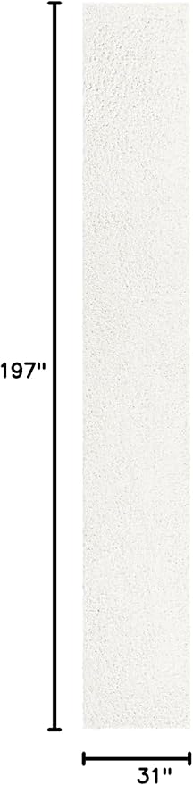Unique Loom Davos Shag Collection Area Rug - Solid (2' 7" x 16' 5" Runner, White/ Ivory)