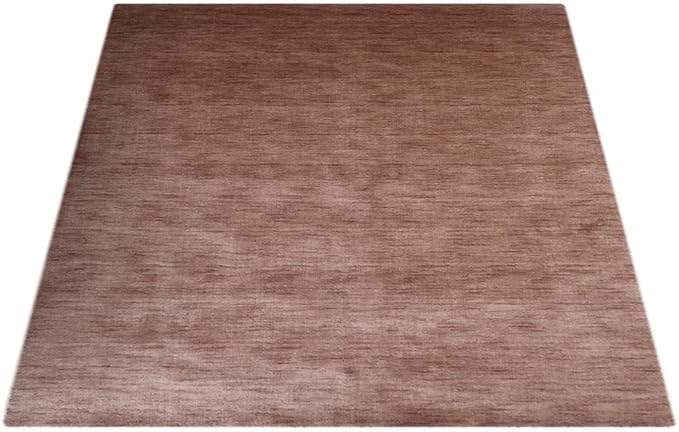 Hand Knotted Loom Wool ECO-Friendly Area Rugs - 10'x10', Square, Light Brown Color, Solid Plain Design, High Pile Handmade Anti Skid Area Rugs for Living Room, Bed Room (L00111)