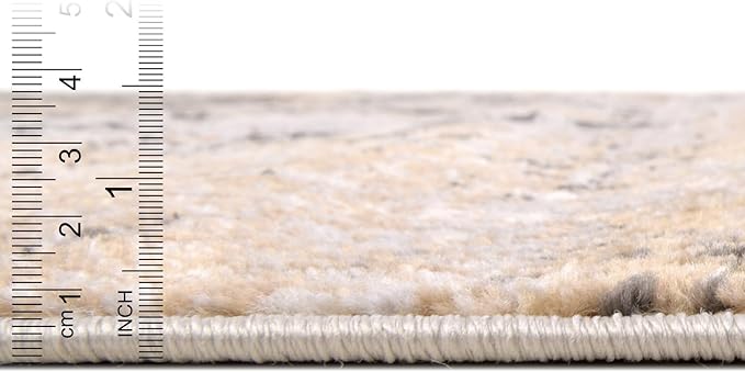 Rugs.com Leipzig Collection Rug – 5x8 Oval Beige Low-Pile Rug Perfect for Living Rooms, Large Dining Rooms, Open Floorplans