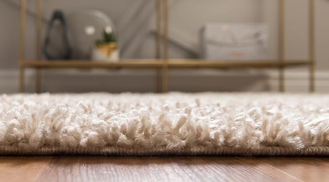 Unique Loom Davos Shag Collection Area Rug - Solid (5' 3" x 8' Oval, Linen)