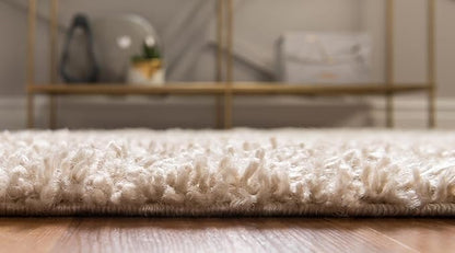 Unique Loom Davos Shag Collection Area Rug - Solid (5' 3" x 8' Oval, Linen)