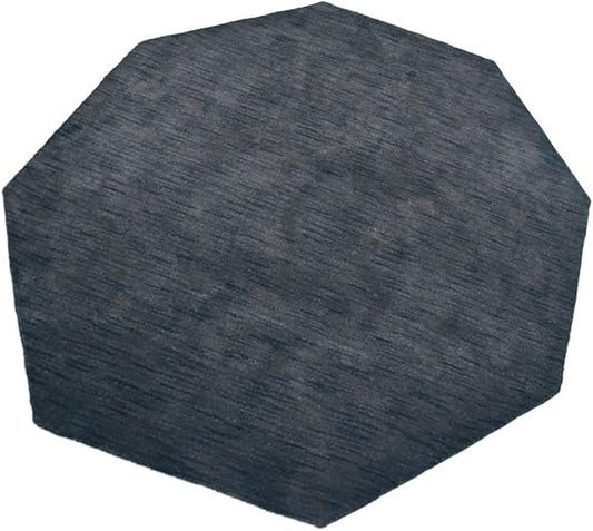 Hand Knotted Loom Wool ECO-Friendly Area Rugs - 8'x8', Octagon, Charcoal Color, Solid Plain Design, High Pile Handmade Anti Skid Area Rugs for Living Room, Bed Room (L00111)