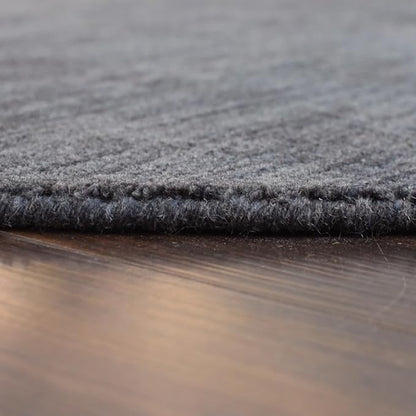 Hand Knotted Loom Wool ECO-Friendly Area Rugs - 6'x6', Round, Charcoal Color, Solid Plain Design, High Pile Thick Handmade Anti Skid Area Rugs for Living Room, Bed Room (L00111)