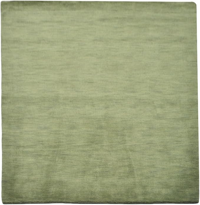 Hand Knotted Loom Wool ECO-Friendly Area Rugs - 8'x8', Square, Green Color, Solid Plain Design, High Pile Thick Handmade Anti Skid Area Rugs for Living Room, Bed Room (L00111)