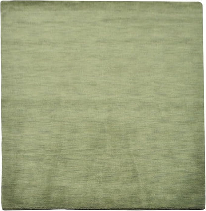 Hand Knotted Loom Wool ECO-Friendly Area Rugs - 8'x8', Square, Green Color, Solid Plain Design, High Pile Thick Handmade Anti Skid Area Rugs for Living Room, Bed Room (L00111)