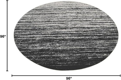 SAFAVIEH Adirondack Collection Area Rug - 8' Round, Silver & Black, Modern Ombre Design, Non Shedding & Easy to Clean, Ideal for Living Room, Bedroom, Office, Dining Space (ADR113A)