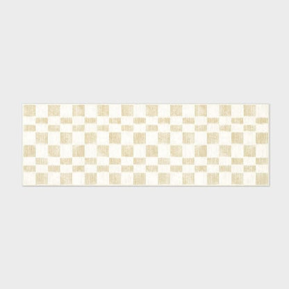 EVERGRACE Checkered Plaid Area Rug 2x6, Soft Faux Wool Rugs Washable Anti Slip Rugs Long Runner Rug Carpet for Entryway Bedroom Living Room Hallway Kitchen Dining Room and Laundry Room, Beige