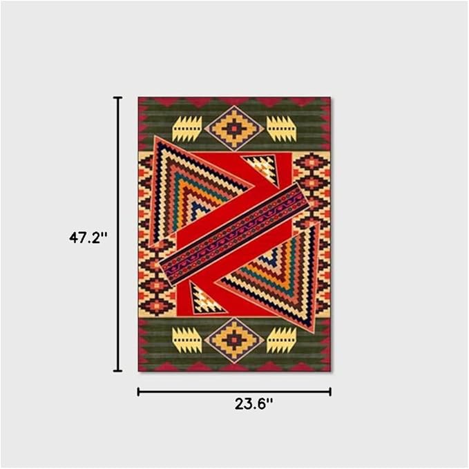 Vintage Boho Area Rugs Multicolor Ethnic Style Geometric Splicing Carpets Bedroom Living Room Kitchen Floor Mats Indoor Outdoor Non-Shedding Runner Rug Home Décor Carpet 2' X 4'