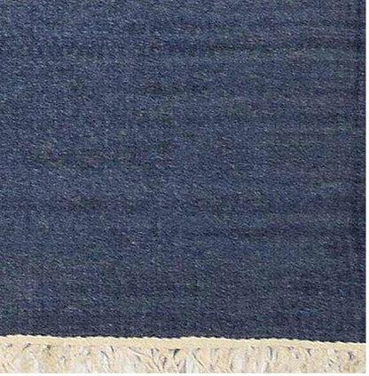 Rugsotic Carpets Hand Woven Flat Weave Kilim Wool 2'6''x6' Runner Area Rug Solid Blue D00111