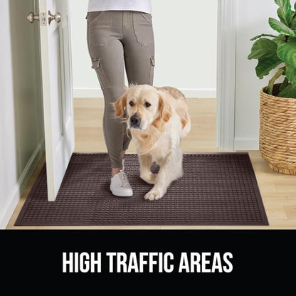 GORILLA GRIP Front Door Mat, 35x23, Indoor Outdoor Ultra Absorbent HydroAbsorb Doormat, Absorbs Up to 5.7 Cups of Water, Stain and Fade Resistant, Rubber Backing Doormats, Captures Dirt, Coffee