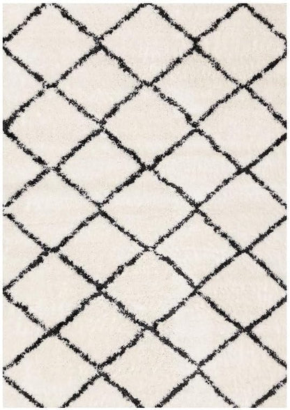 Soft Grey and White Lattice Carpet for Bedroom, 5x7 Washable Modern Rug for Living Room or a Versatile Accent to Refresh Any Room Décor
