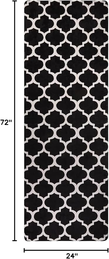 Lahome Moroccan Runner Rug 2'x6' Non Slip Black and White Hallway Runner Rug, Washable Small Kitchen Area Rug Laundry Room Carpet for Entryway Bedroom Bathroom (2' x 6', Black)