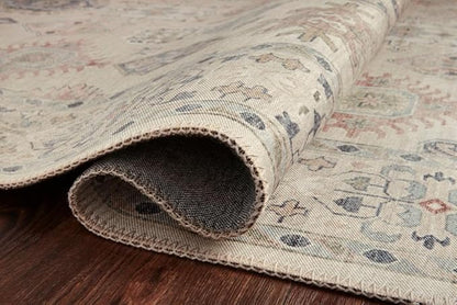 Loloi II Hathaway Collection HTH-05 Steel/Ivory 7'-6" x 9'-6" , .25" Thick, Runner Rug, Soft, Durable, Printed, Modern, Low Pile, Non-Shedding, Easy Clean, Living Room Rug