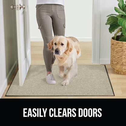 GORILLA GRIP Waterproof Traffic Guard Door Mat, 72x48, Heavy Duty Entryway Mats, Strong Rubber Back Commercial Utility Rugs for Office Hallway, Garage Floor and Home, Low Profile Carpet Runner, Beige
