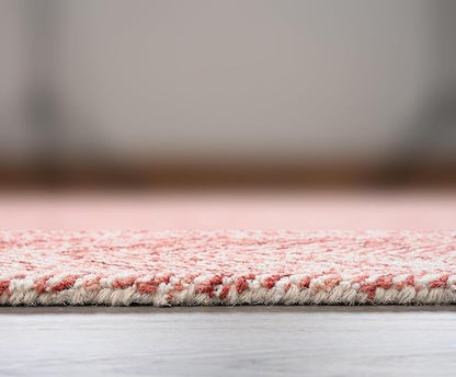Modern Herringbone Chevron Collection Handcrafted Wool Area Rug - Durable, Zigzag Pattern, for High Traffic, Contemporary Design for Living Room, Bedroom, Dining Room Decor (Blush Pink, 10' x 14')
