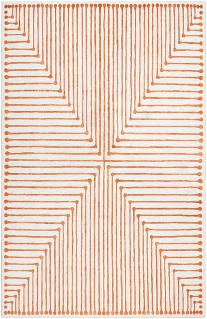 GLN Rugs Contemporary Collection - Machine Washable Area Rug, Contemporary Washable, Non Slip, Low Pile Chenille Rug, Living Room, Bedroom, Kitchen Rug (2' x 3' Orange Beige)