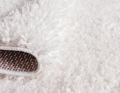Unique Loom Davos Shag Collection Area Rug - Solid (5' 3" Square, White/ Ivory)