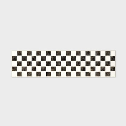 EVERGRACE Checkered Plaid Area Rug 2x8, Soft Fuzzy Faux Wool Rugs Washable Anti Slip Rugs Long Runner Rug Carpet for Entryway Bedroom Living Room Hallway Kitchen Dining Room and Laundry Room, Black