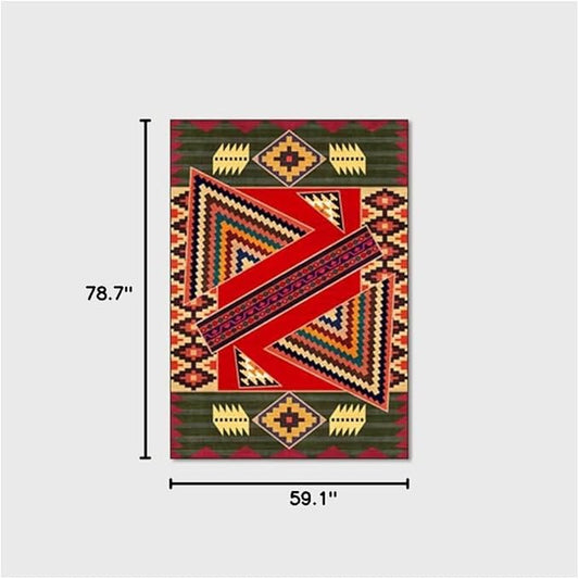 Vintage Boho Area Rugs Multicolor Ethnic Style Geometric Splicing Carpets Bedroom Living Room Kitchen Floor Mats Indoor Outdoor Non-Shedding Runner Rug Home Décor Carpet 5' X 6.5'