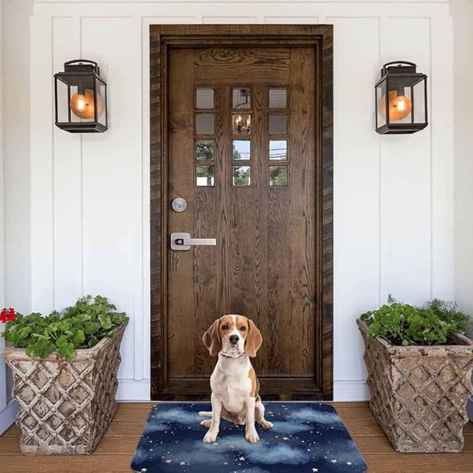 Stars and Clouds Bath Rugs for Bathroom Durable Flannel Bath Rug Clearance Mats for Forlaundry Room and Kitchen Decor Carpt Washable 20 X 32 Inch Mat