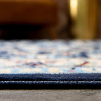 Rugs.com Yasmin Collection Rug – 9' x 12' Navy Blue Medium Rug Perfect for Living Rooms, Large Dining Rooms, Open Floorplans