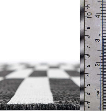 Unique Loom Outdoor Striped Collection Area Rug - Striped (10' 8" Square, Charcoal/Ivory)