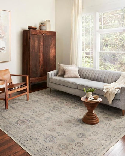Loloi Hathaway Collection HTH-04 Beige/Multi 3'-6" x 5'-6", .25" Thick Accent Rug, Soft, Durable, Printed, Modern, Low Pile, Non-Shedding, Easy Clean, Living Room Rug