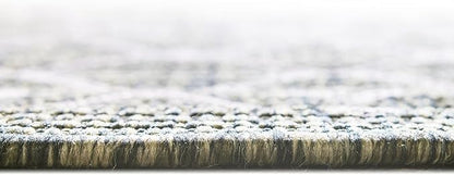 Unique Loom Outdoor Trellis Collection Area Rug - Tribal Trellis (7' 10" Square, Green/ Natural)