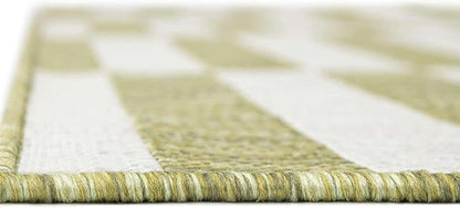Unique Loom Outdoor Striped Collection Area Rug - Striped (7' 10" x 10' Rectangle Green/Ivory)