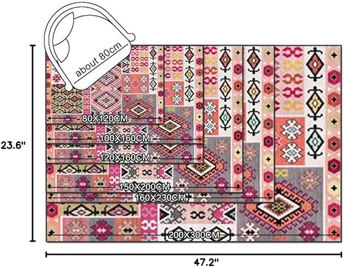 Vintage Boho Area Rugs Multicolor Ethnic Style Geometric Splicing Carpets Bedroom Living Room Kitchen Floor Mats Indoor Outdoor Non-Shedding Runner Rug Home Décor Carpet 2' X 4'