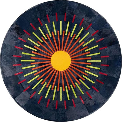 Sn Alef Home Round Designer Rug for Living Room | Handcrafted Black & White Boho Floor Carpet | Modern Ethnic Circular Mat for Home Décor & Meditation Space (Blue_7x7)