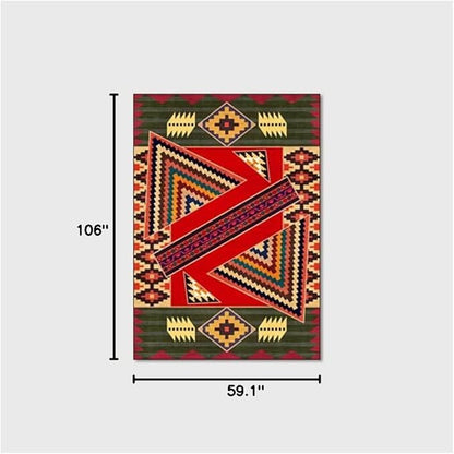 Vintage Boho Area Rugs Multicolor Ethnic Style Geometric Splicing Carpets Bedroom Living Room Kitchen Floor Mats Indoor Outdoor Non-Shedding Runner Rug Home Décor Carpet 5' X 9'