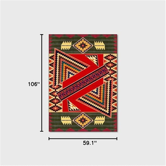 Vintage Boho Area Rugs Multicolor Ethnic Style Geometric Splicing Carpets Bedroom Living Room Kitchen Floor Mats Indoor Outdoor Non-Shedding Runner Rug Home Décor Carpet 5' X 9'