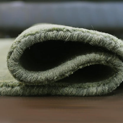 Hand Knotted Loom Wool ECO-Friendly Area Rugs - 10'x10', Octagon, Green Color, Solid Plain Design, High Pile Handmade Anti Skid Area Rugs for Living Room, Bed Room (L00111)