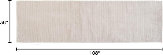 Revival Rugs Stripe 2'7"x9' Machine Washable Runner Rug for Hallway Entryway - 100% Recycled Oeko-TEX Certified, Medium Pile, Taupe