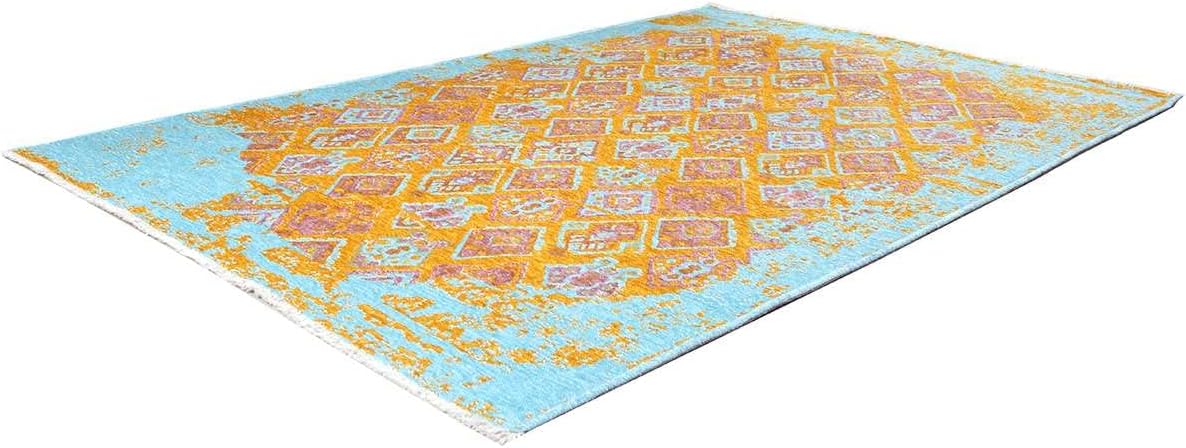 Alfa Rich 7x10 Pink Orange Teal Reversible Washable Area Rugs for Living Room Bedroom Kitchen Rug