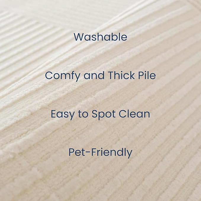 Revival Rugs Record 2'7"x9' Machine Washable Runner Rug for Hallway Entryway - 100% Recycled Oeko-TEX Certified, Medium Pile, Beige, Cream