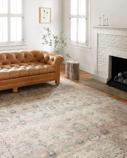 Loloi Hathaway Collection HTH-03 Java/Multi 7'-6" x 9'-6", .25" Thick Area Rug, Soft, Durable, Printed, Modern, Low Pile, Non-Shedding, Easy Clean, Living Room Rug