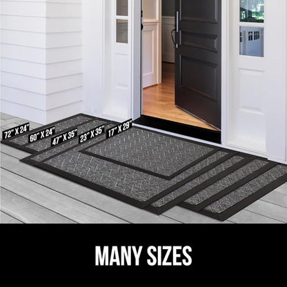 GORILLA GRIP 100% Waterproof All-Season WeatherMax Doormat 35x23, US Designed Natural Rubber, Stain and Fade Resistant, Low Profile Indoor Outdoor Door Mats, Easy Clean Patio Mat, Green Palm