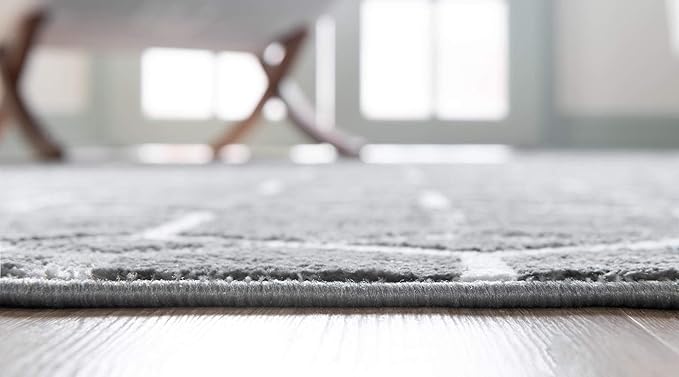Rugs.com Lattice Trellis Collection Rug – 6' x 9' Gray Low-Pile Rug Perfect for Living Rooms, Large Dining Rooms, Open Floorplans