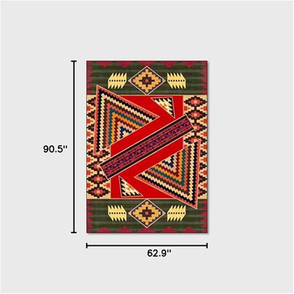 Vintage Boho Area Rugs Multicolor Ethnic Style Geometric Splicing Carpets Bedroom Living Room Kitchen Floor Mats Indoor Outdoor Non-Shedding Runner Rug Home Décor Carpet 5.2' X 7.5'