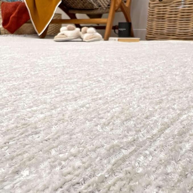Alfa Rich 4x6 White Washable Area Rugs for Living Room Bedroom Kitchen Cotton Decor Rug