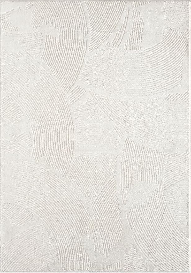 Abani Zen 6' x 9' Cream Rug – Neutral Brush Stroke Sandbrush Design, Large Soft Area Rug for Living Room & Bedroom, Durable & Easy to Clean