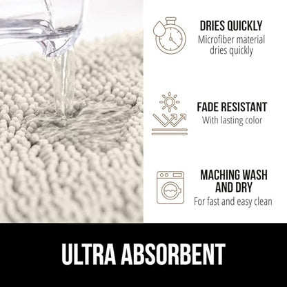 GORILLA GRIP Bath Rug Mat 30x20, Thick Soft Absorbent Chenille, Quick Dry Microfiber Mats, Rubber Backing Washable Shower Floor Rugs, US Designed Bathroom Bathmat Home Decor Accessories, Ivory Cream